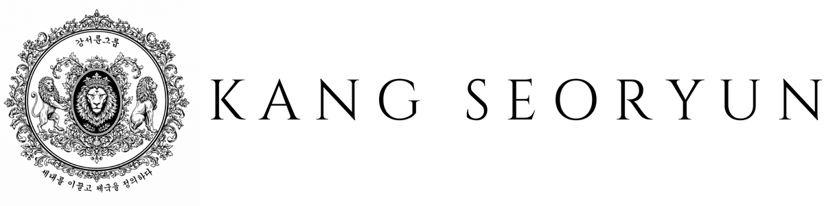KANG SEORYUN wordmark on a branded website banner