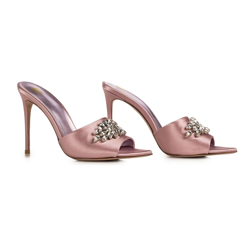 Women Hot Sale Shiny Rhinestone Slip on Stilettos Mules Luxury Elegant High Heels Ladies Jeweled Party Evening Shoes High Heel Pumps Plus Size Extended Size Heels US4 to US15 Kang Seoryun Namiiman Namiizme