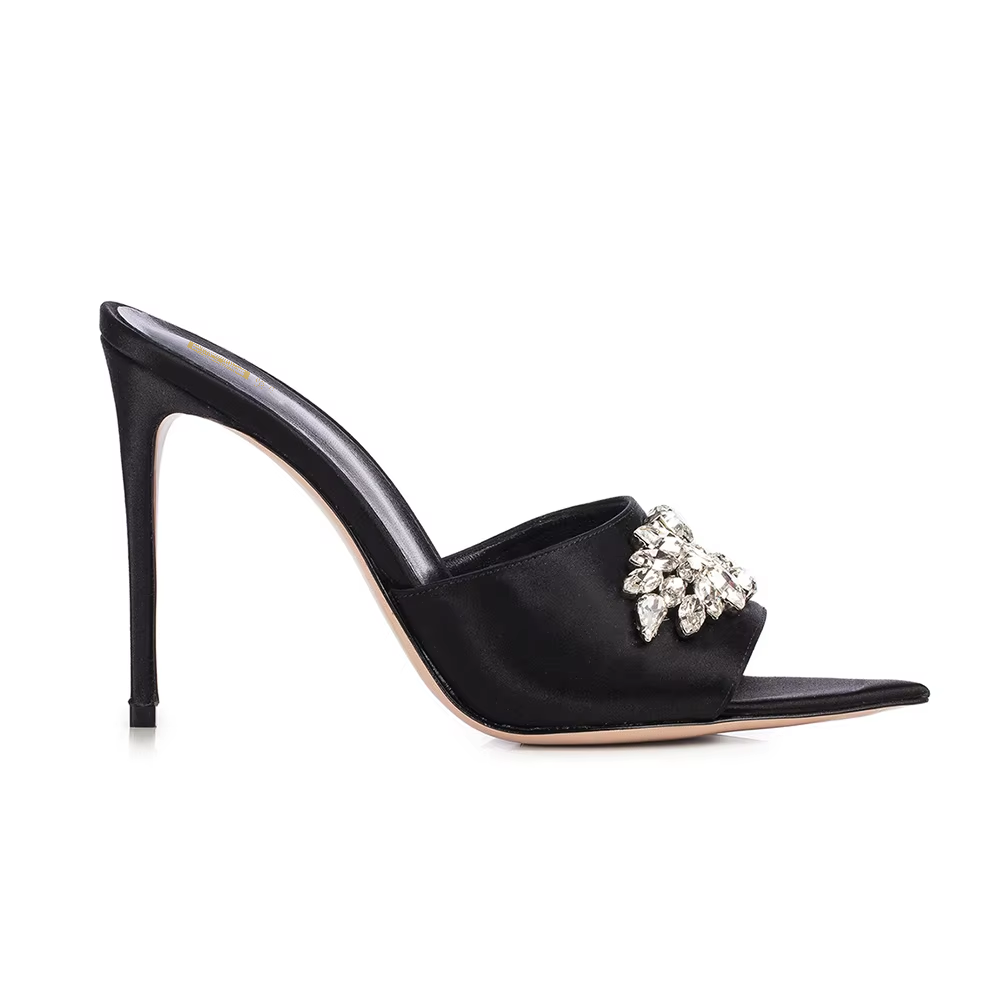Women Hot Sale Shiny Rhinestone Slip on Stilettos Mules Luxury Elegant High Heels Ladies Jeweled Party Evening Shoes High Heel Pumps Plus Size Extended Size Heels US4 to US15 Kang Seoryun Namiiman Namiizme