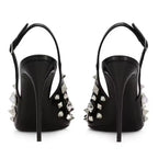 Gems Stone Women Shoes Spiky Heels Studded Slingback High Heel Pumps Plus Size Extended Size Heels US4 to US15 Kang Seoryun Namiiman Namiizme