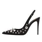 Gems Stone Women Shoes Spiky Heels Studded Slingback High Heel Pumps Plus Size Extended Size Heels US4 to US15 Kang Seoryun Namiiman Namiizme