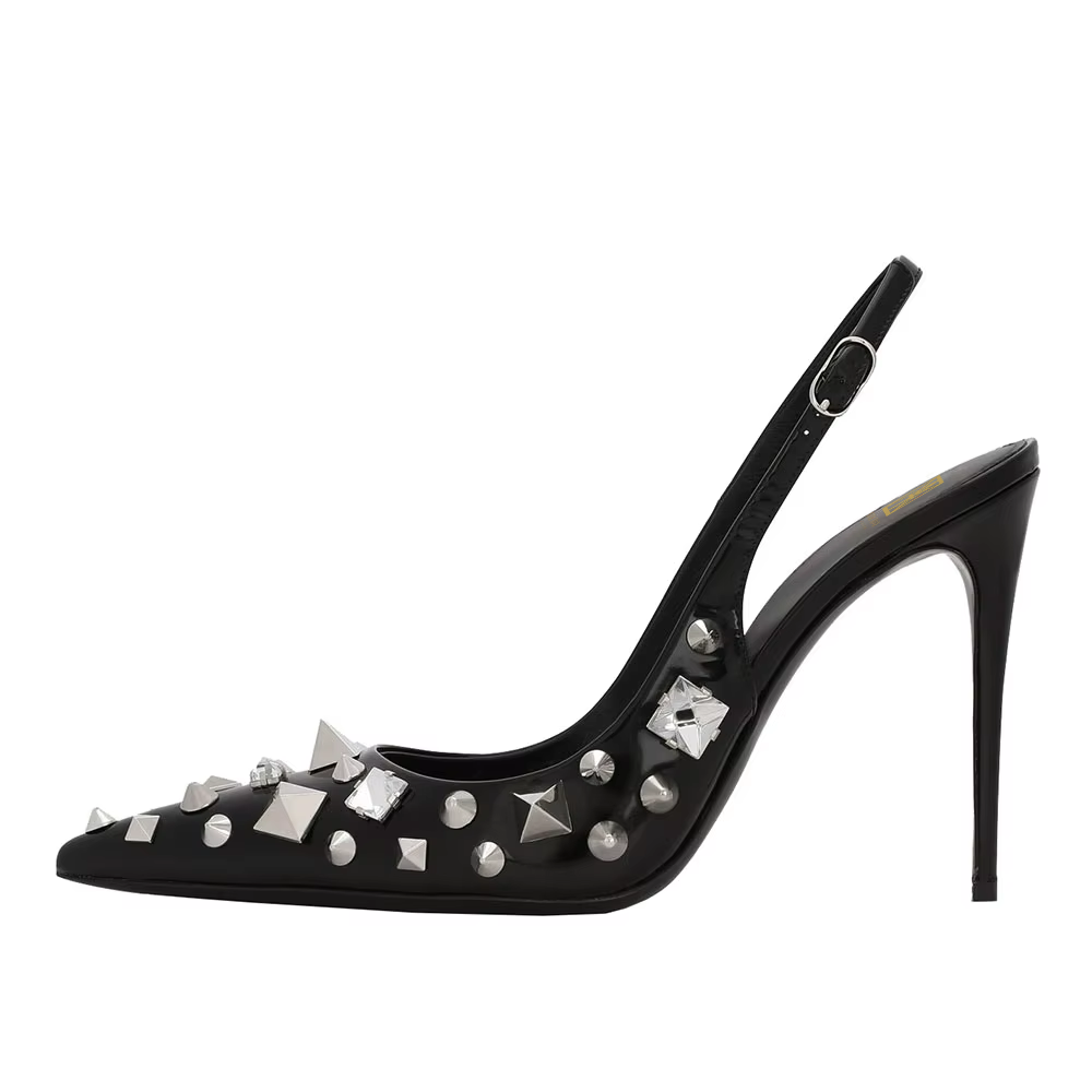 Gems Stone Women Shoes Spiky Heels Studded Slingback High Heel Pumps Plus Size Extended Size Heels US4 to US15 Kang Seoryun Namiiman Namiizme