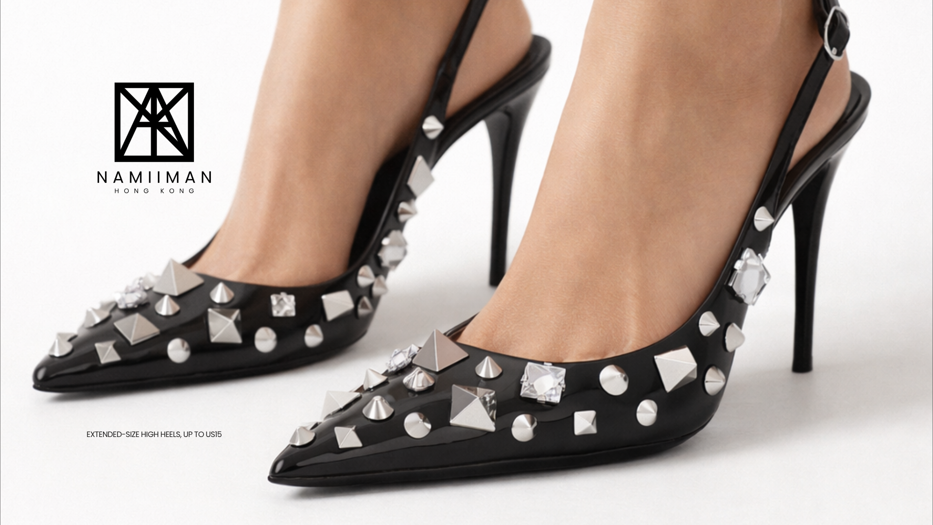 Gems Stone Women Shoes Spiky Heels Studded Slingback High Heel Pumps Plus Size Extended Size Heels US4 to US15 Kang Seoryun Namiiman Namiizme