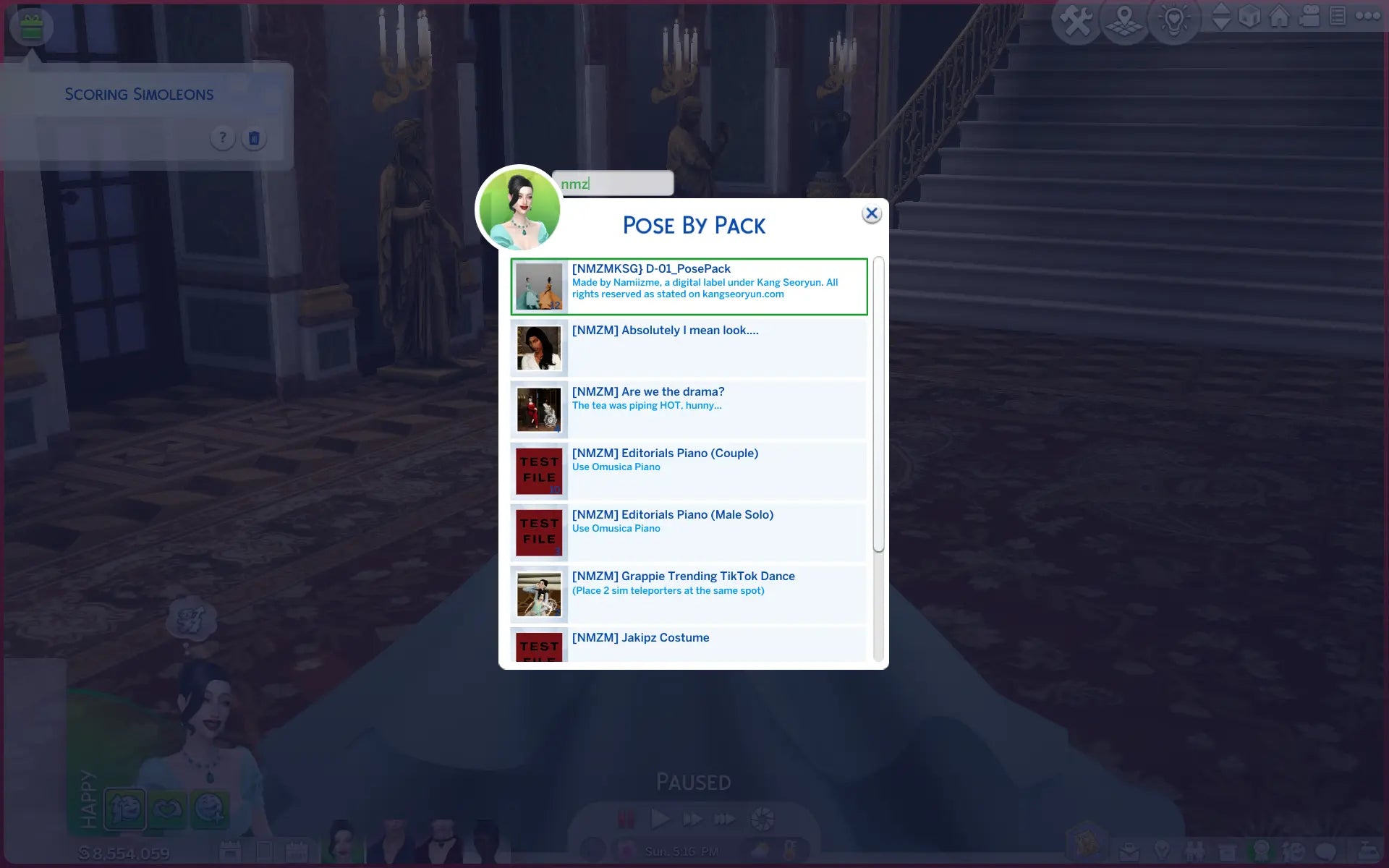 Sims 4 CC gown with dedicated pose pack